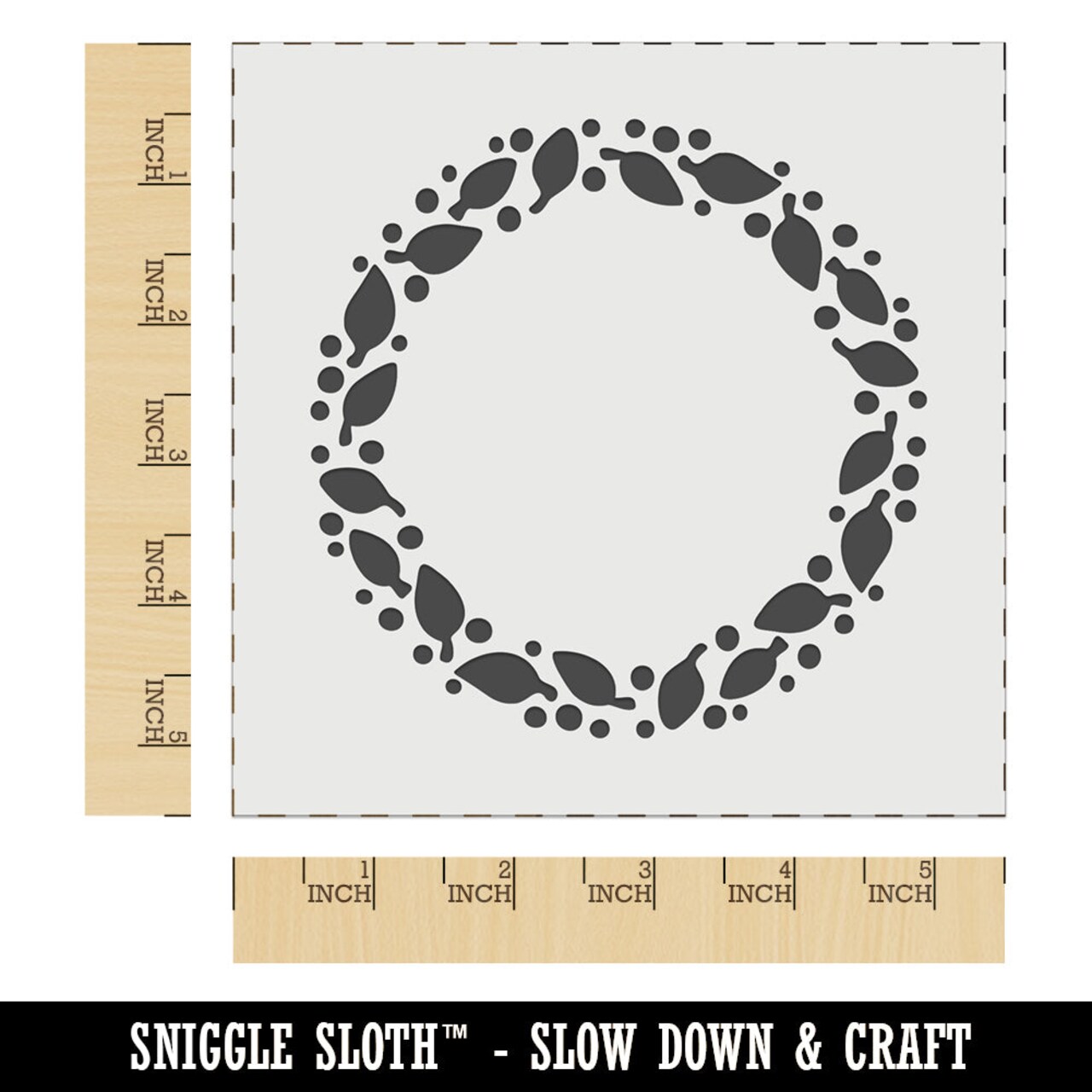 Leaves and Dots Round Border Wall Cookie DIY Craft Reusable Stencil
